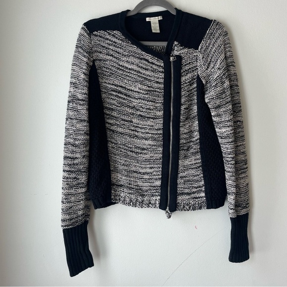 White + Warren asymmetric zip cardigan sweater women’s small luxury neutral - Picture 1 of 12